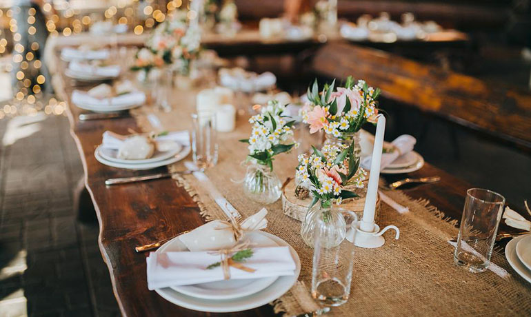 rustic wedding reception tables